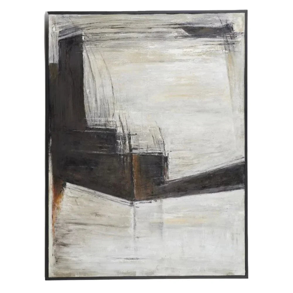 Oil Paint Abstract Black and White Canvas Wall Art