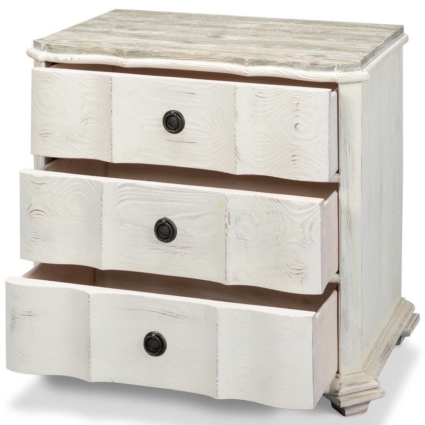 Moonlight White 3-Drawer Nightstand - Belle Escape