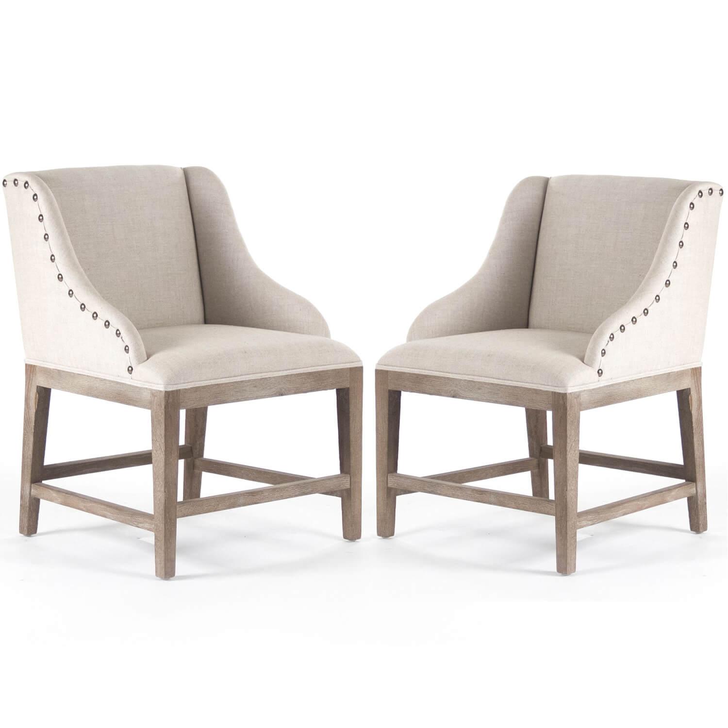 Nail Studded Linen Cafe Chairs - Belle Escape