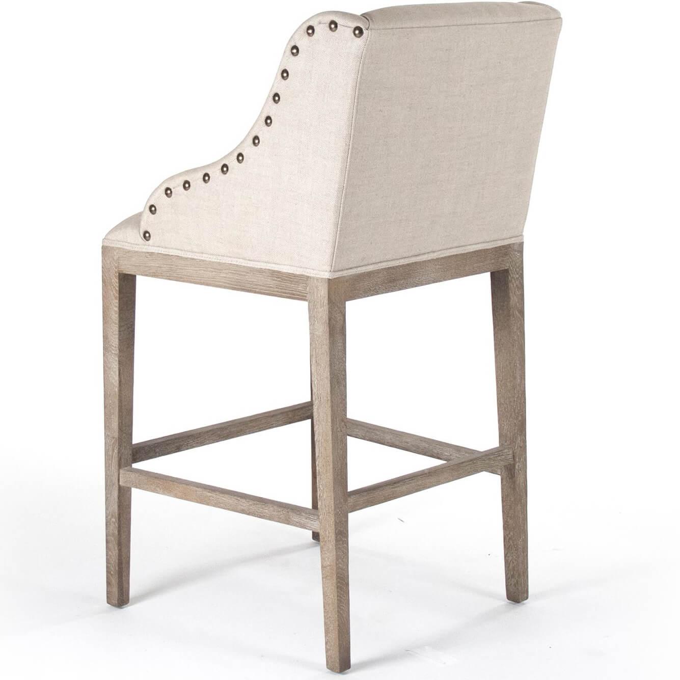 Nail Studded Linen Counter Stools - Belle Escape