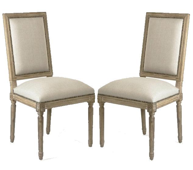 Nail Studded Natural Louis Side Chairs - Belle Escape