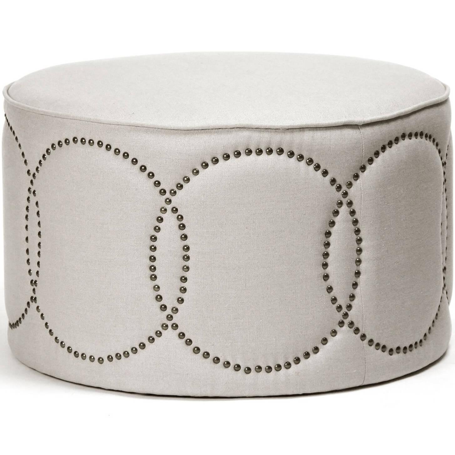 Nail Studded Round Ottoman - Belle Escape
