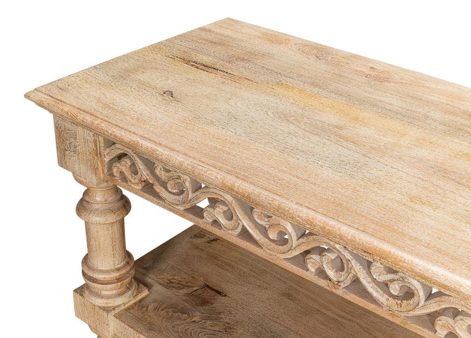 Natural Boho Carved Console Table - Belle Escape