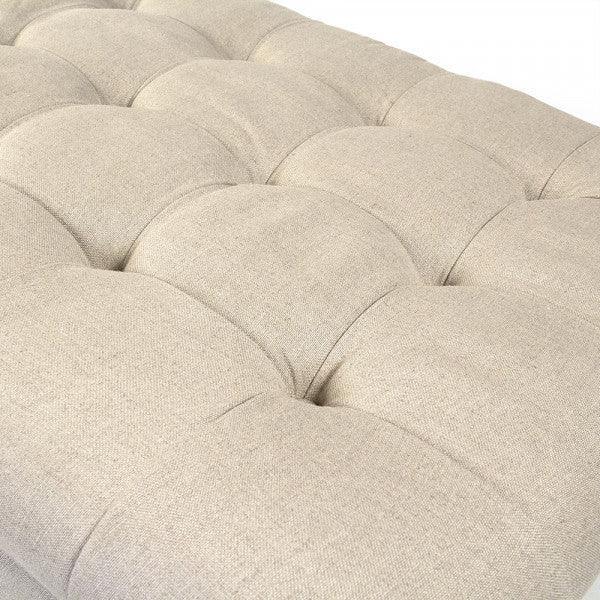 Natural Linen Maison Tufted Oak Ottoman - Belle Escape