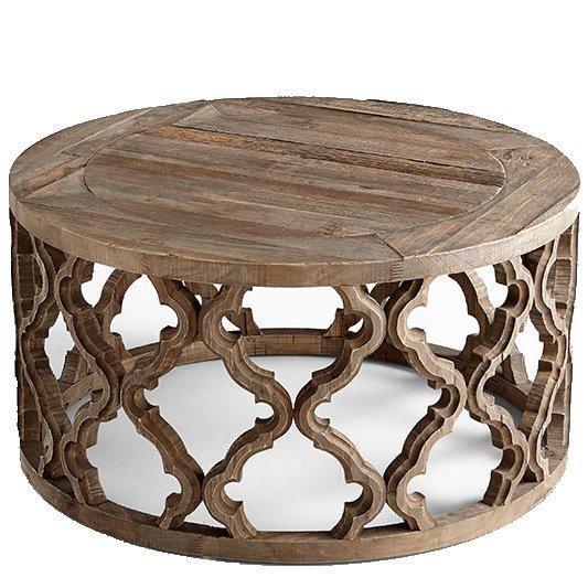 Natural Wood Quatrefoil Coffee Table - Belle Escape