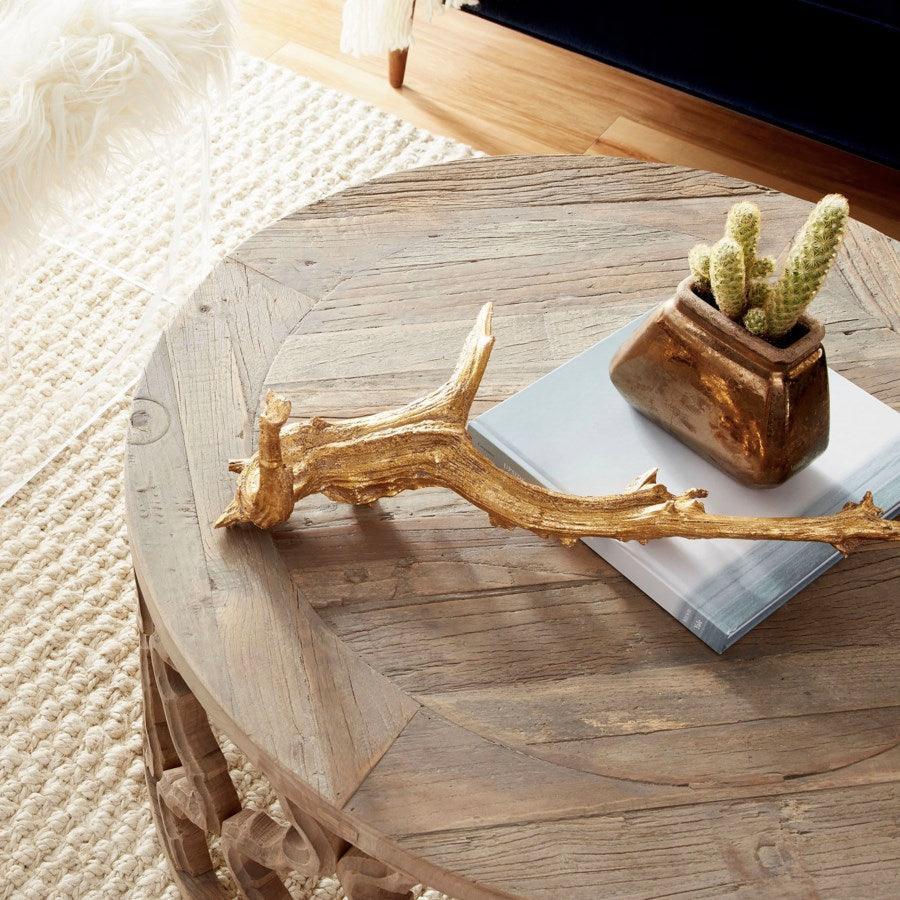 Natural Wood Quatrefoil Coffee Table - Belle Escape