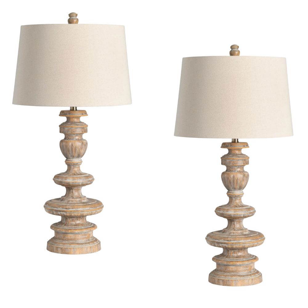 Weathered Balustrade Coastal Table Lamps – Set of 2