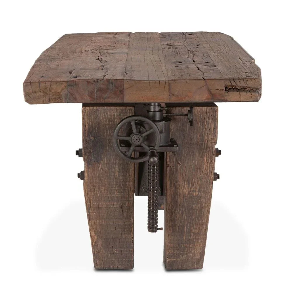 Industrial Chic Wood and Iron Adjustable Table