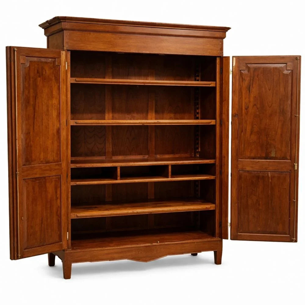 Regal French Wood Stained Panel Armoire