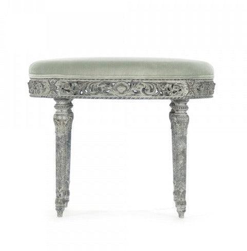 Ornately Carved Round French Stool - Belle Escape