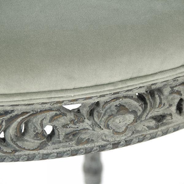 Ornately Carved Round French Stool - Belle Escape