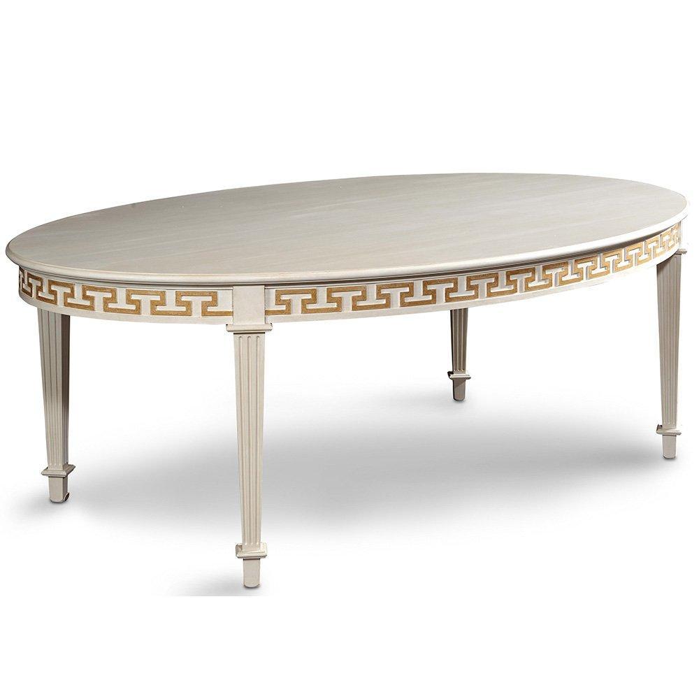 Oval Greek Key Border Dining Table - Belle Escape