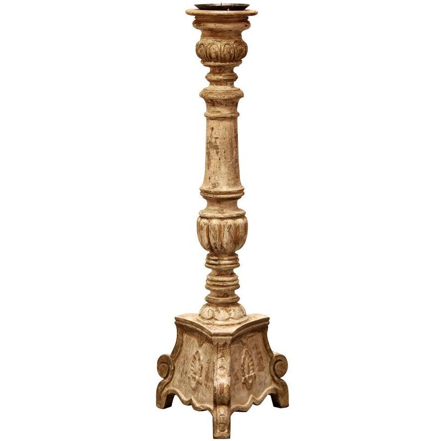 Oversized Antique Carved French Candlestick - Belle Escape