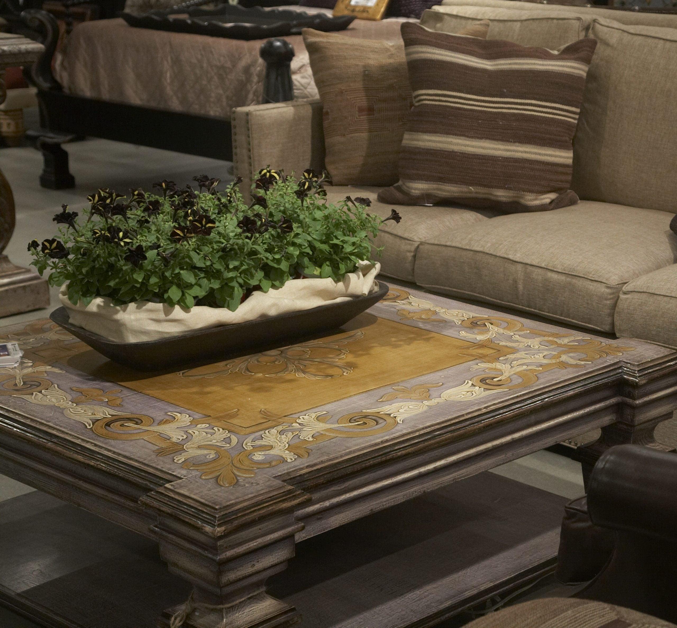 Painted Scroll Top Coffee Table - Belle Escape