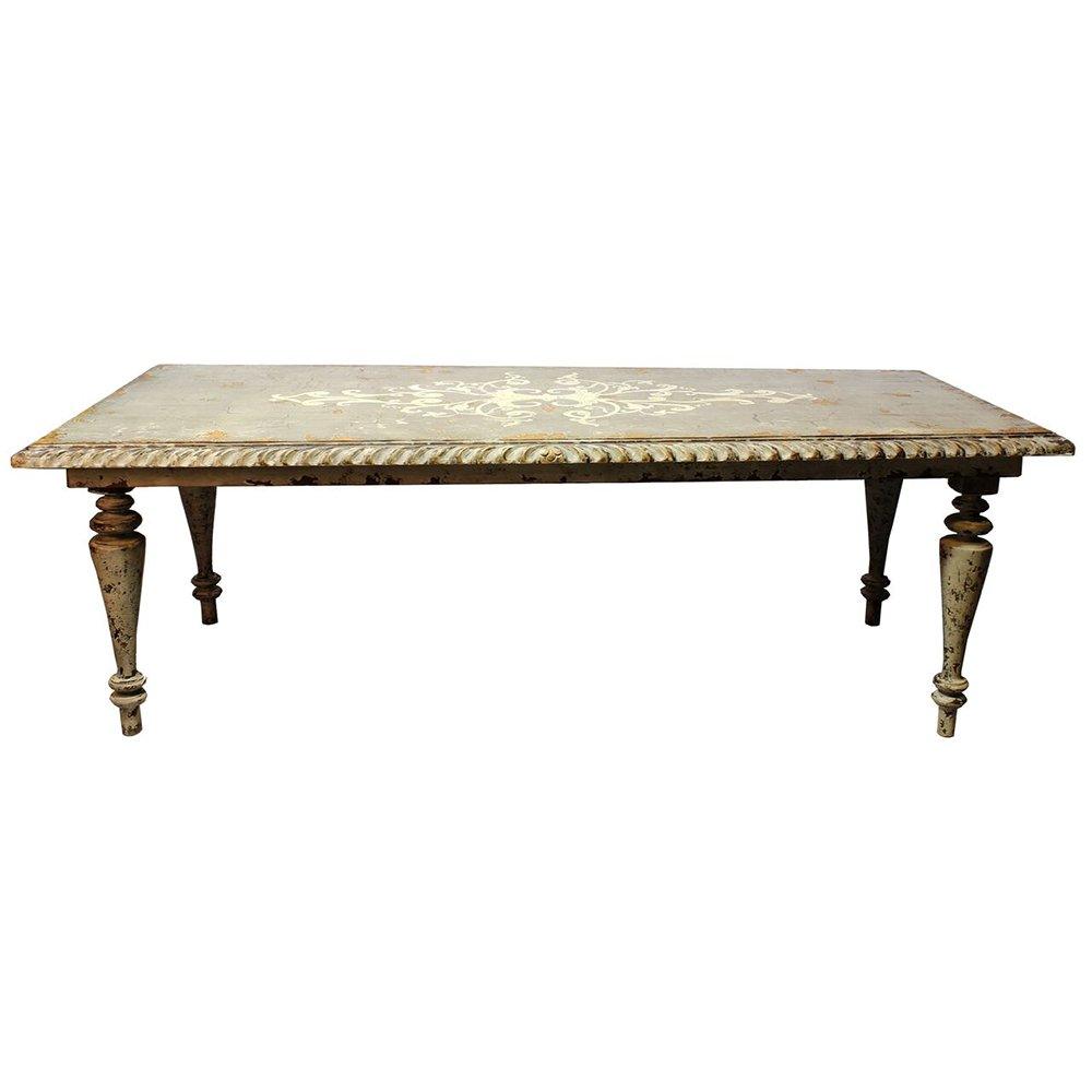 Painted Scroll Top Dining Table - Belle Escape