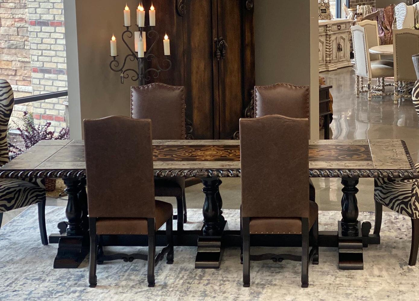 Pamplona Dark Wood Dining Table - Belle Escape