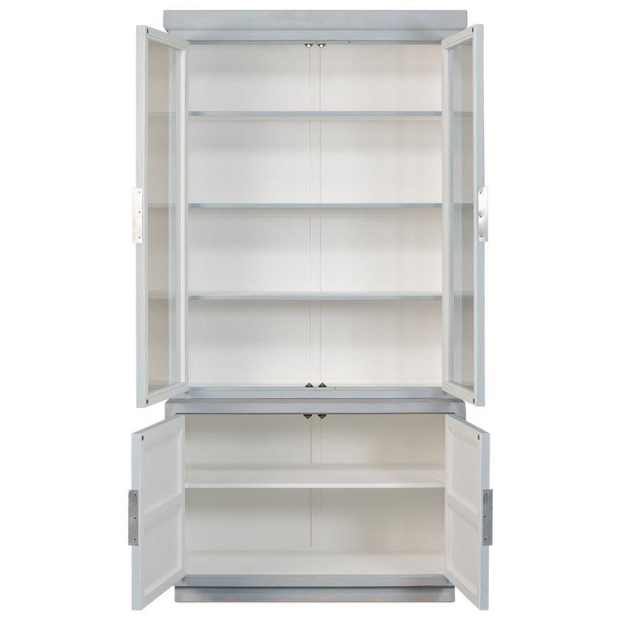 Patina Blue Distressed Glass Cabinet - Belle Escape