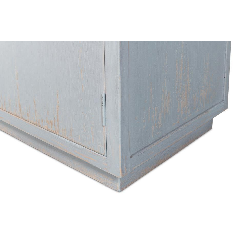 Patina Blue Distressed Glass Cabinet - Belle Escape
