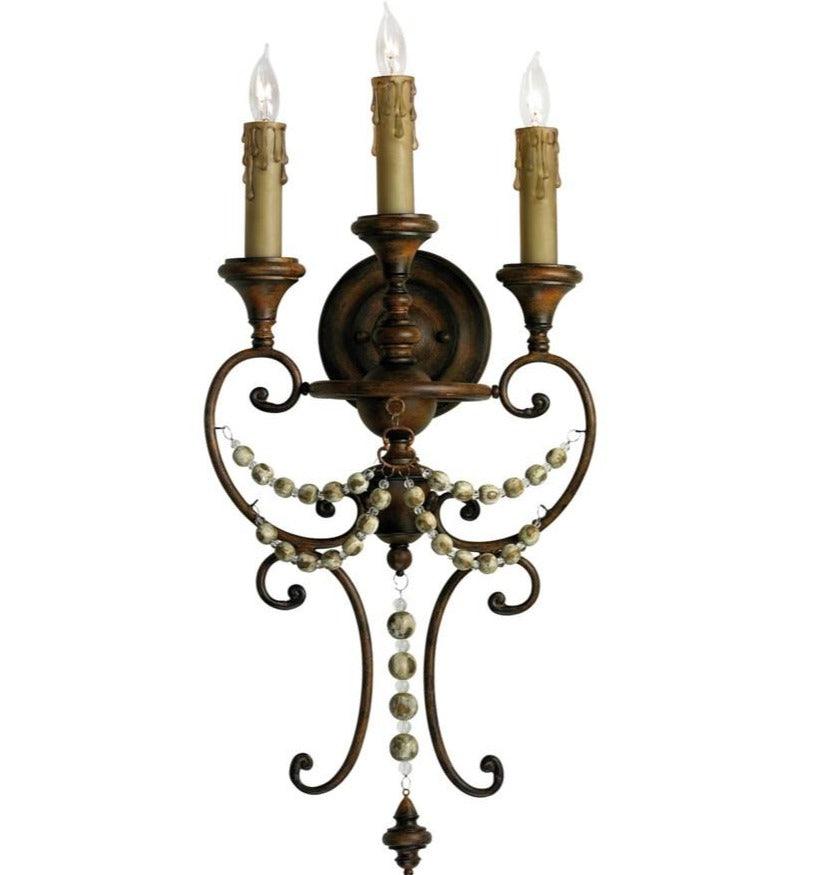 Patina Wood Beaded Sconce - Belle Escape