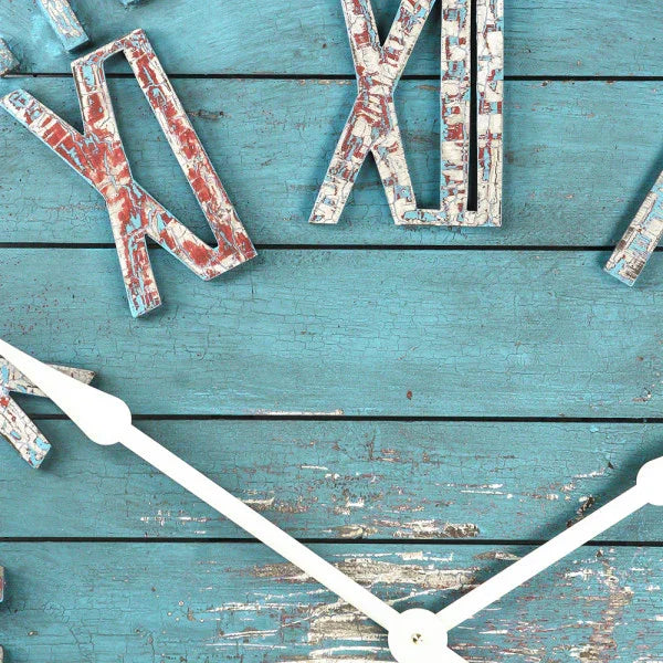 Coastal Blue Distressed Vintage Clock