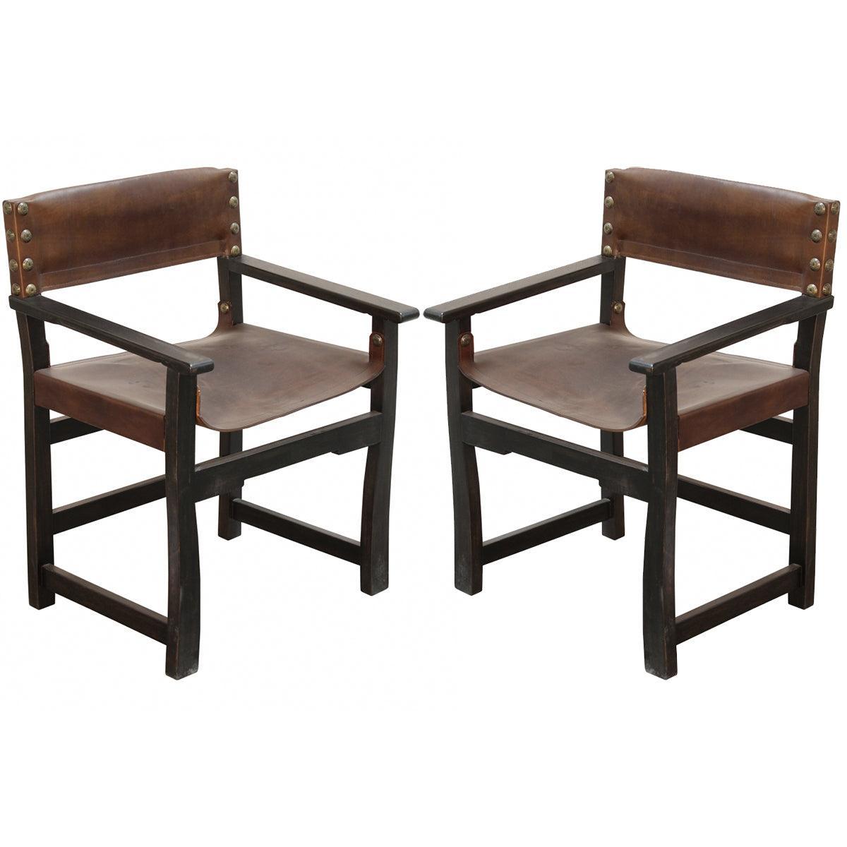 Peruvian Brown Leather Dining Chair - Belle Escape