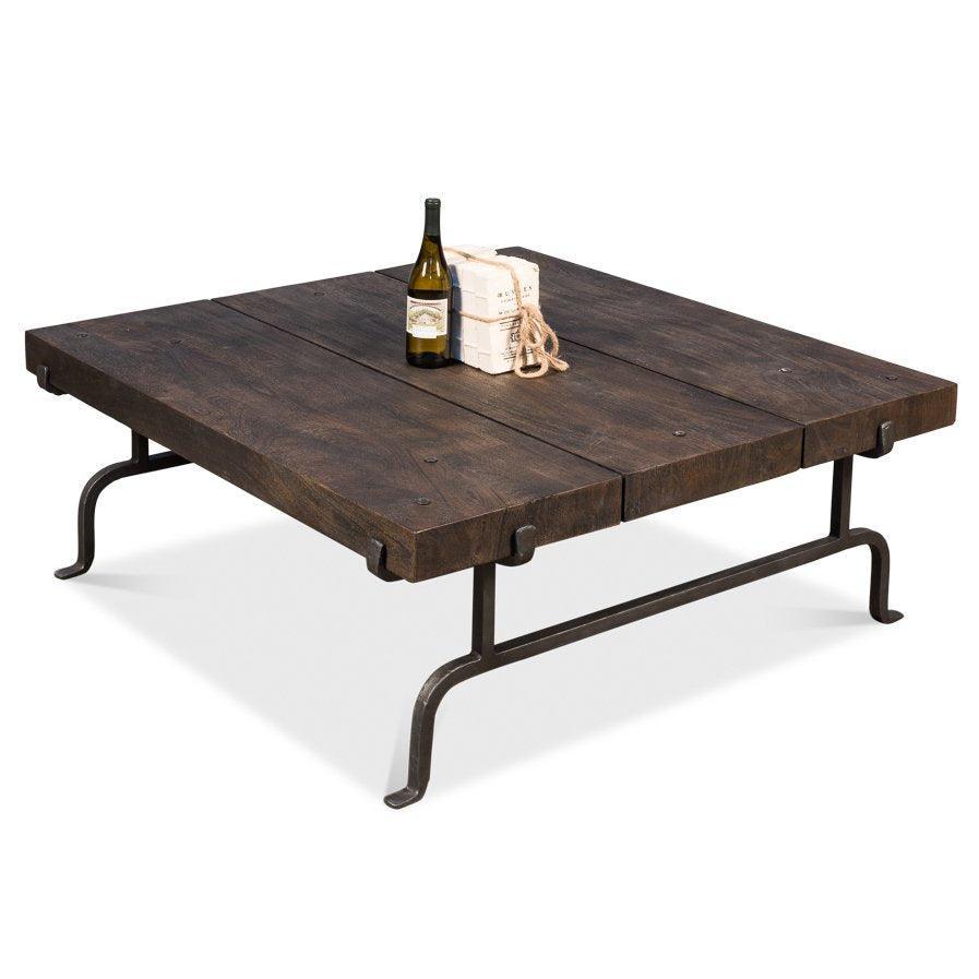 Planked Rustic Square Coffee Table - Belle Escape
