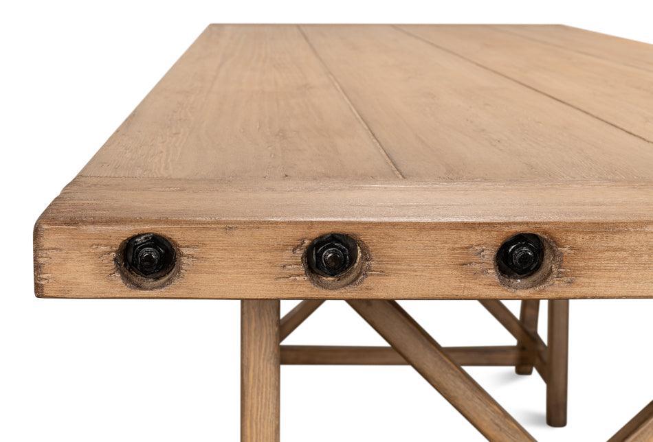 Polished Reclaimed Wood Sawhorse Desk - Belle Escape