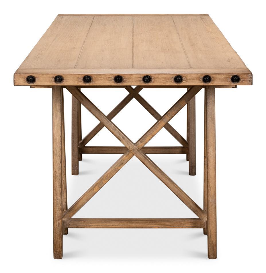 Polished Reclaimed Wood Sawhorse Desk - Belle Escape