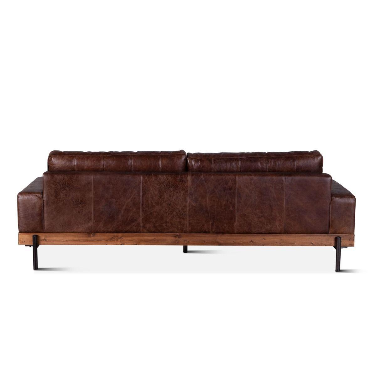 Portofino Industrial Brown Leather Sofa - Belle Escape