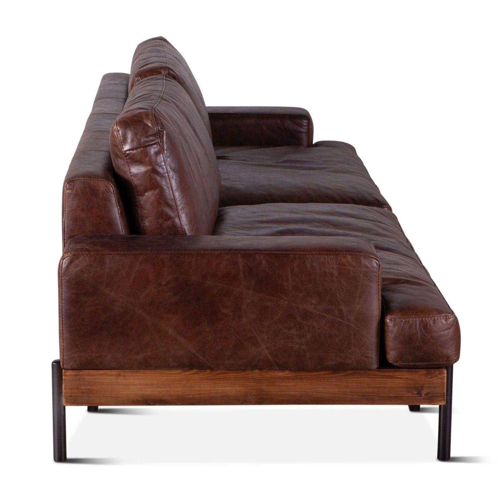 Portofino Industrial Brown Leather Sofa - Belle Escape
