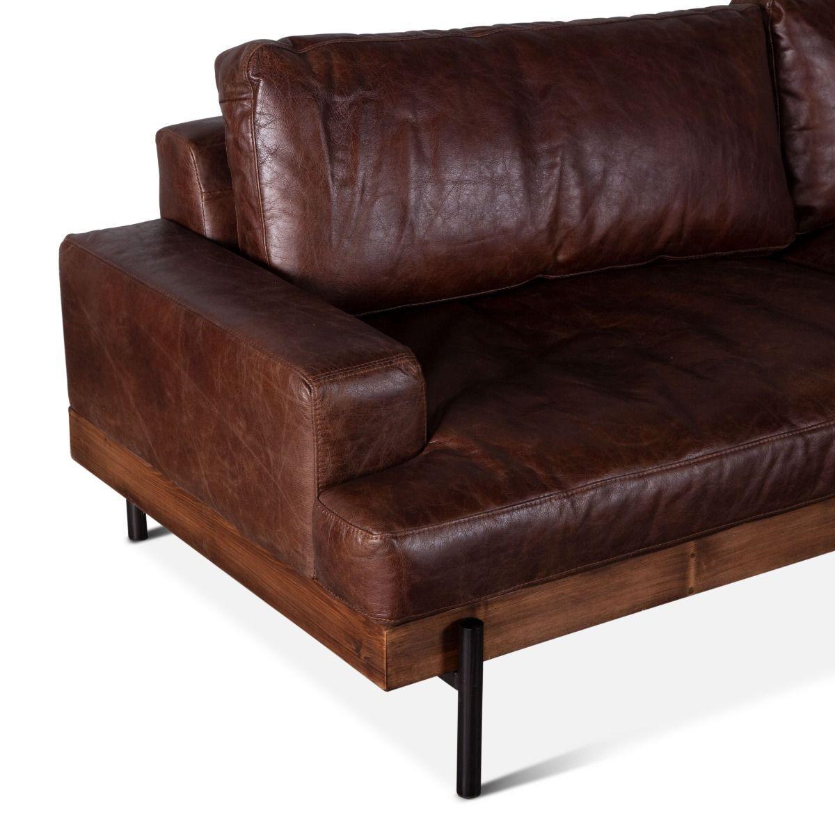 Portofino Industrial Brown Leather Sofa - Belle Escape