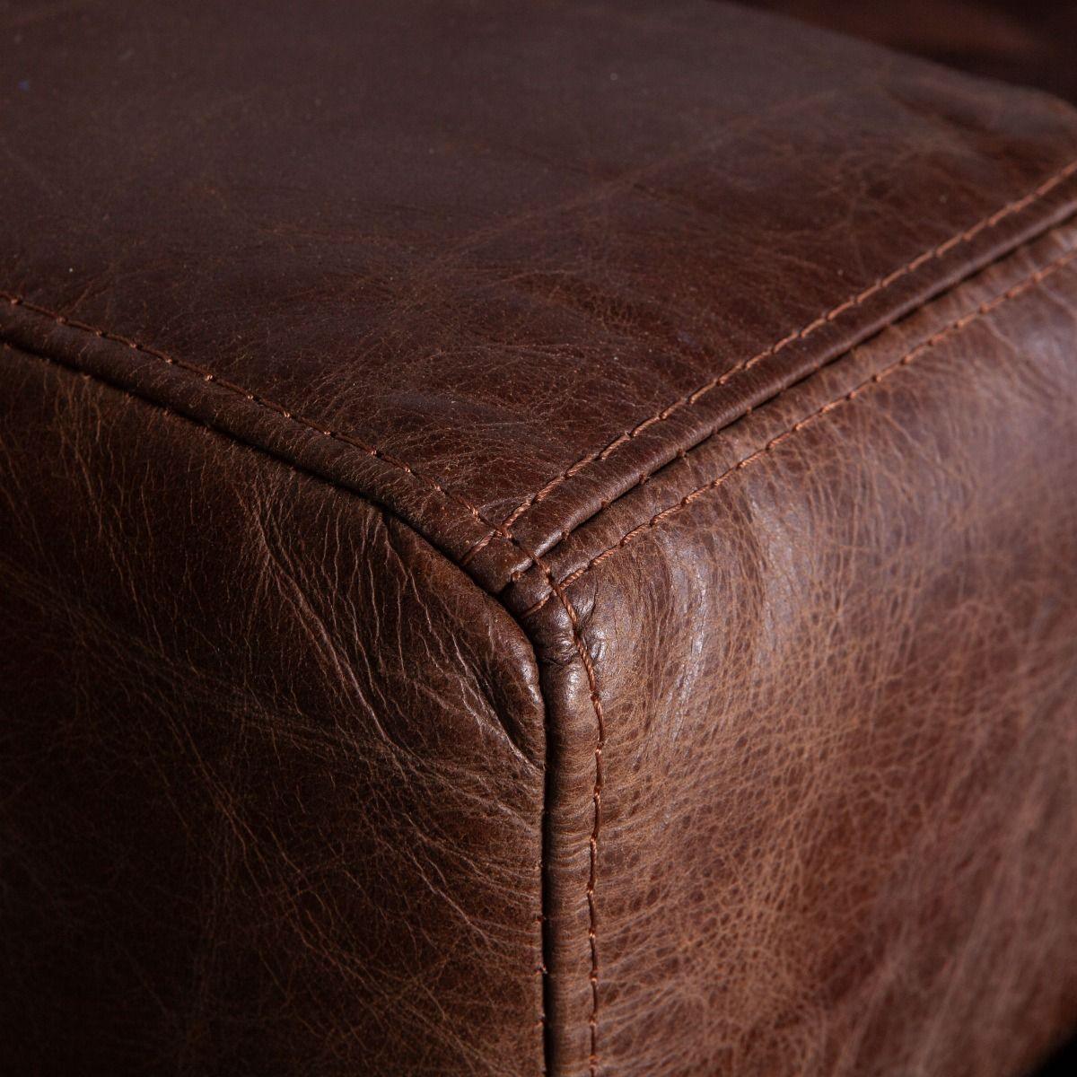 Portofino Industrial Brown Leather Sofa - Belle Escape