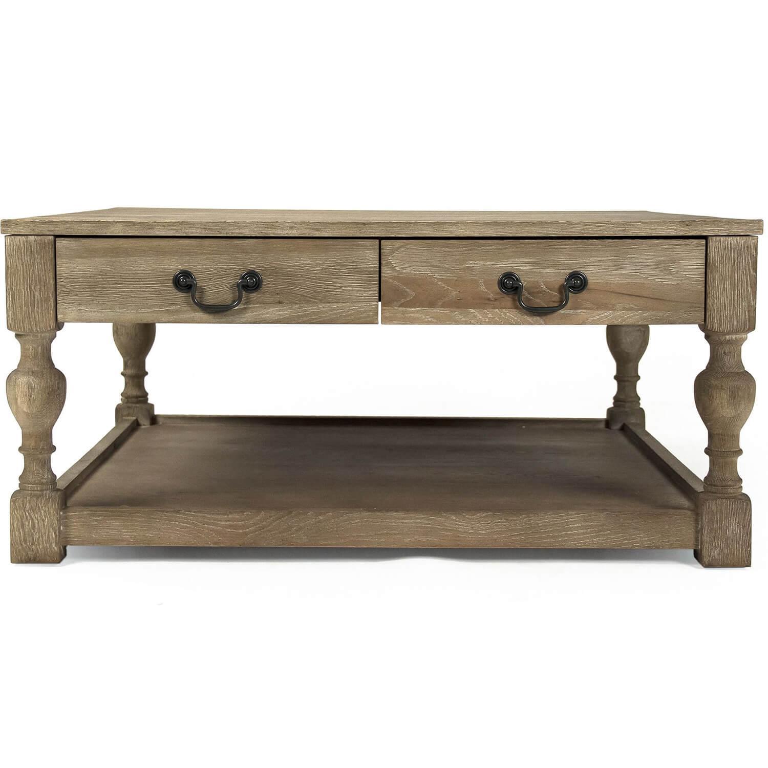 Provincial Square Coffee Table with Drawers - Belle Escape