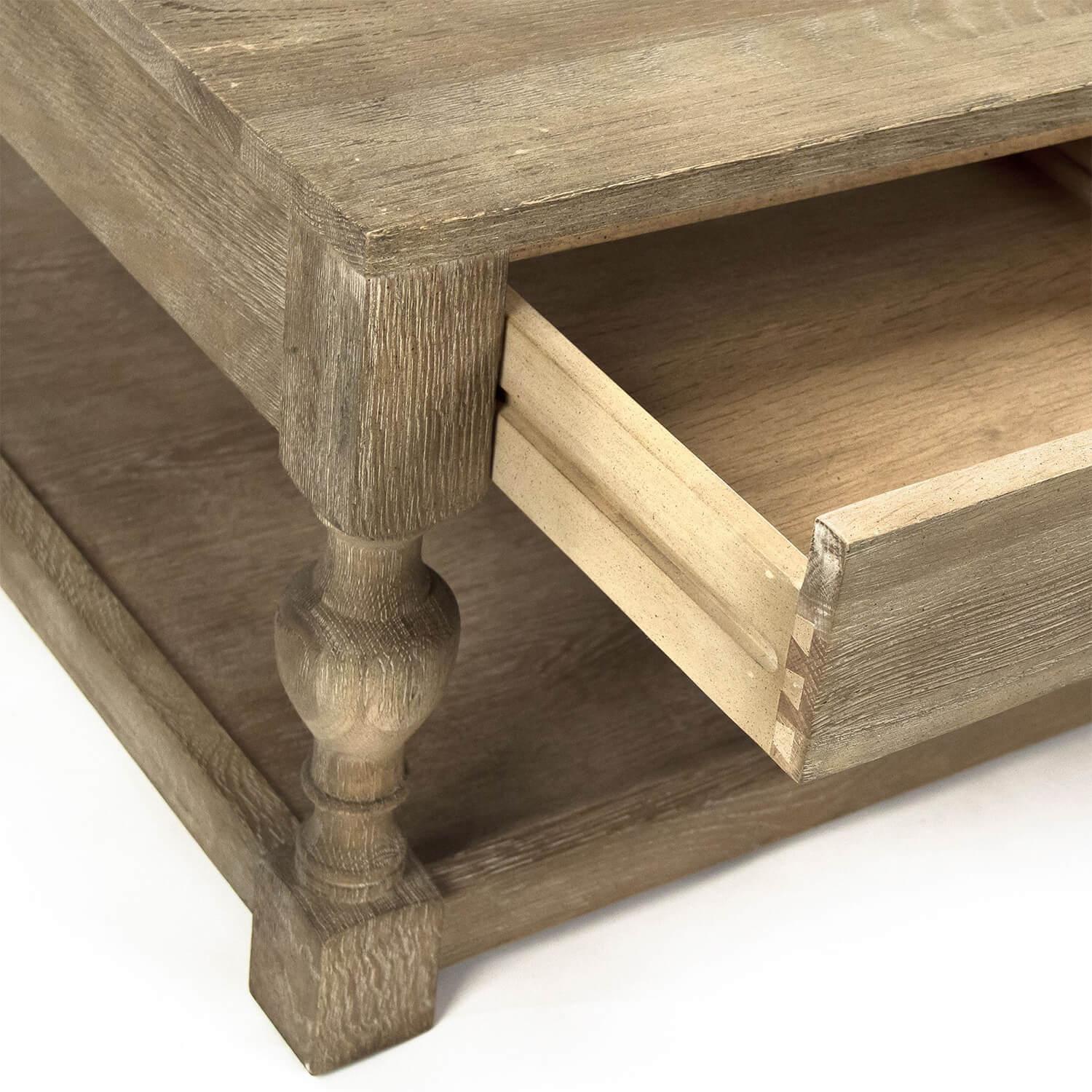 Provincial Square Coffee Table with Drawers - Belle Escape