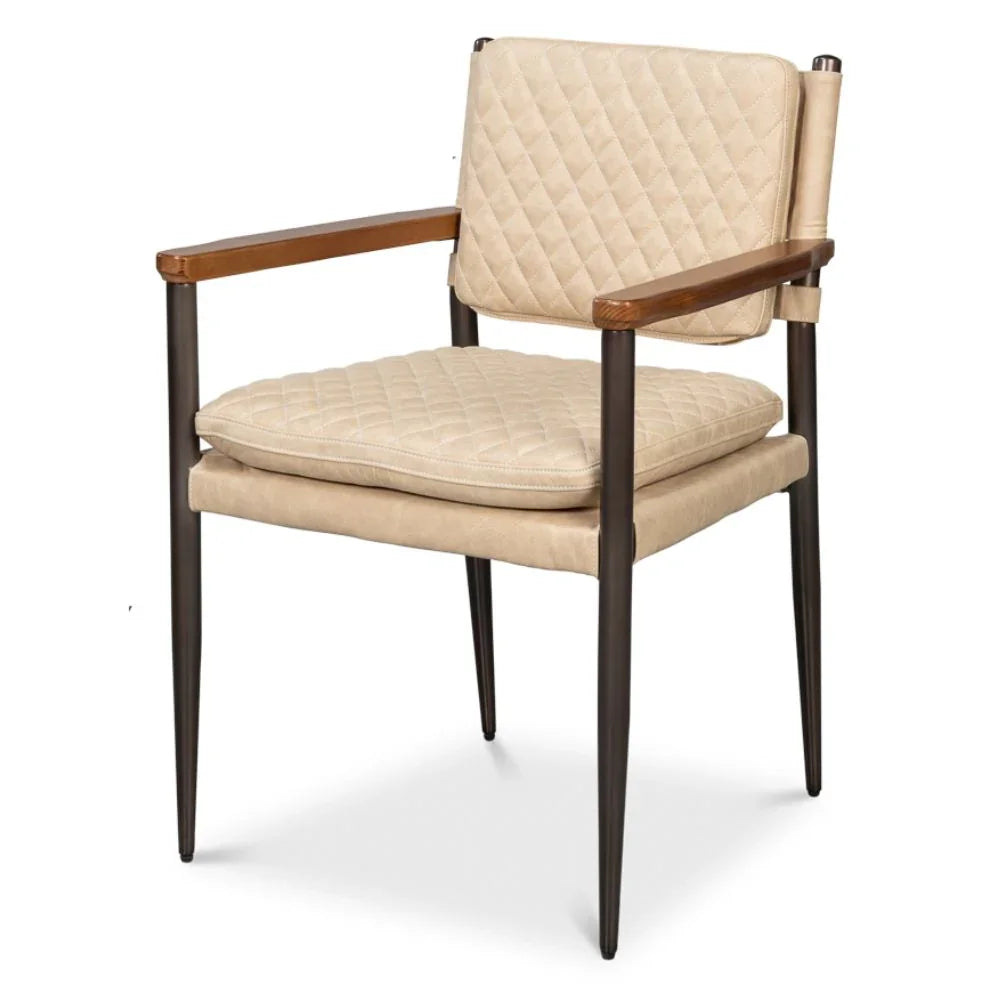 Quilted Leather Dining Arm Chair