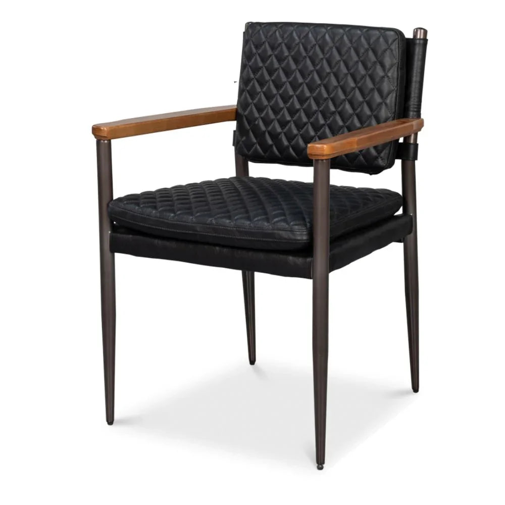 Quilted Leather Dining Arm Chair