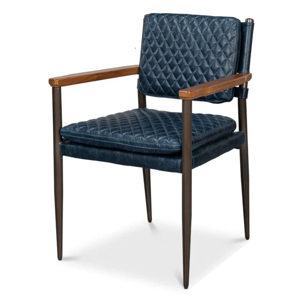 Quilted Leather Dining Arm Chair