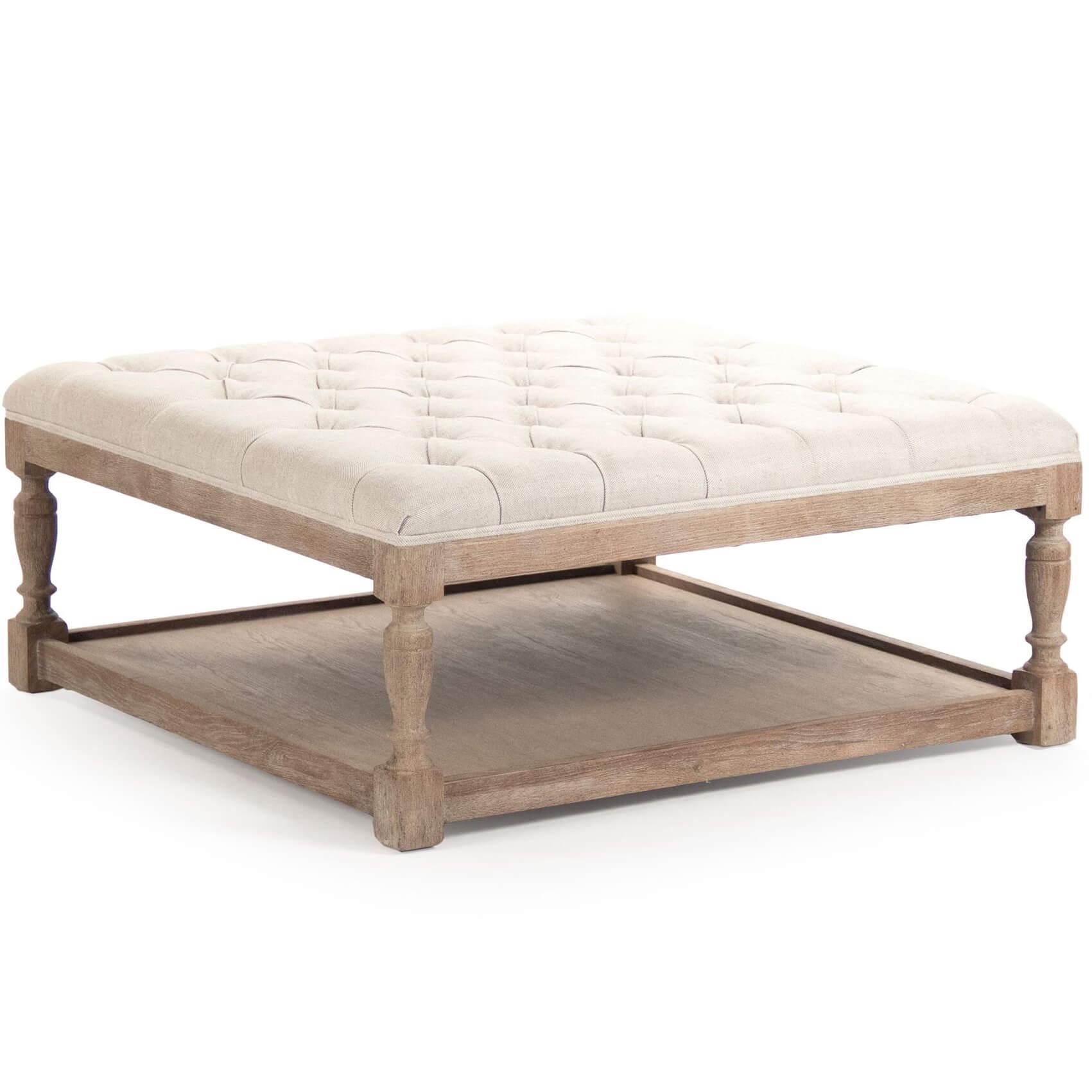Reclaimed Oak Square Ottoman - Belle Escape