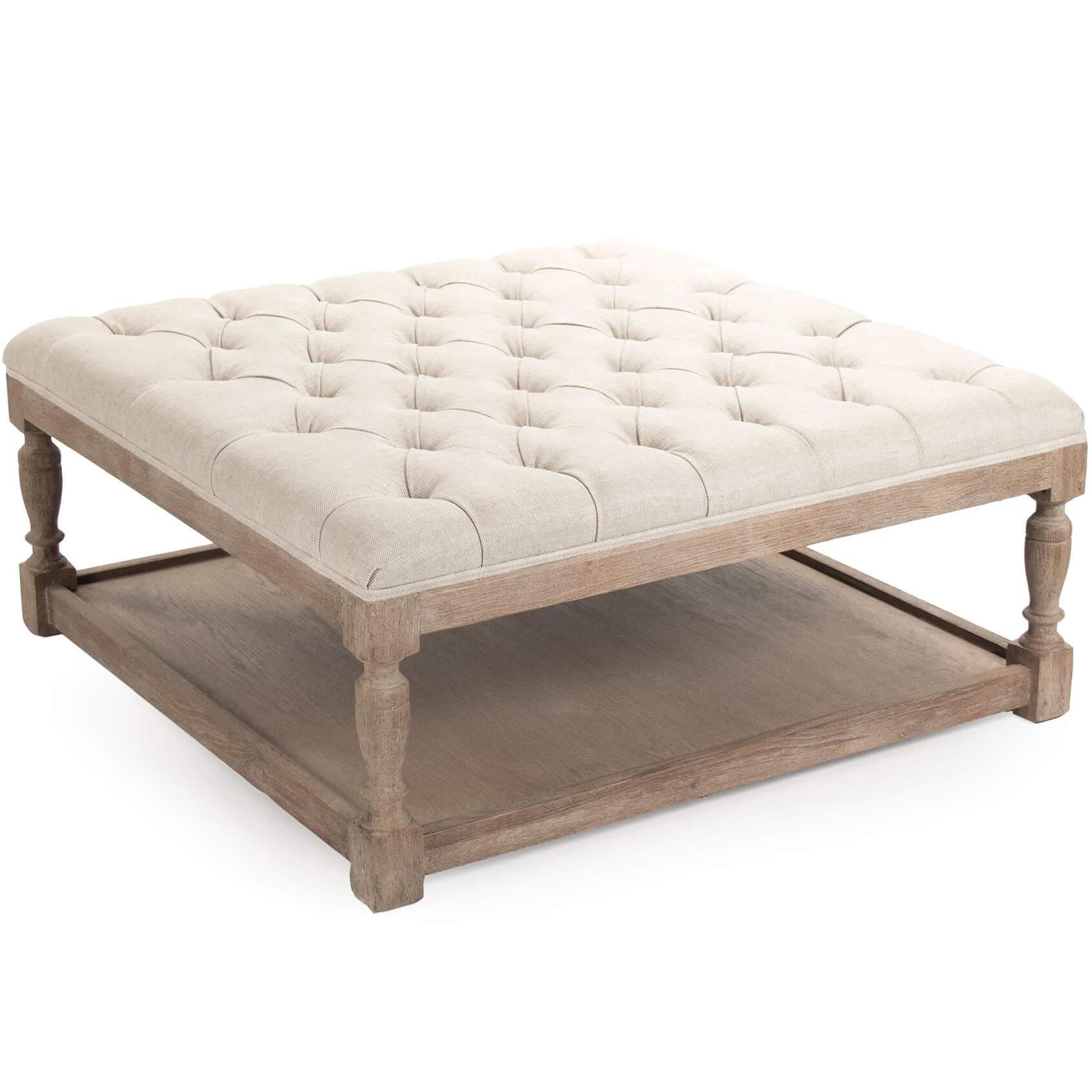 Reclaimed Oak Square Ottoman - Belle Escape