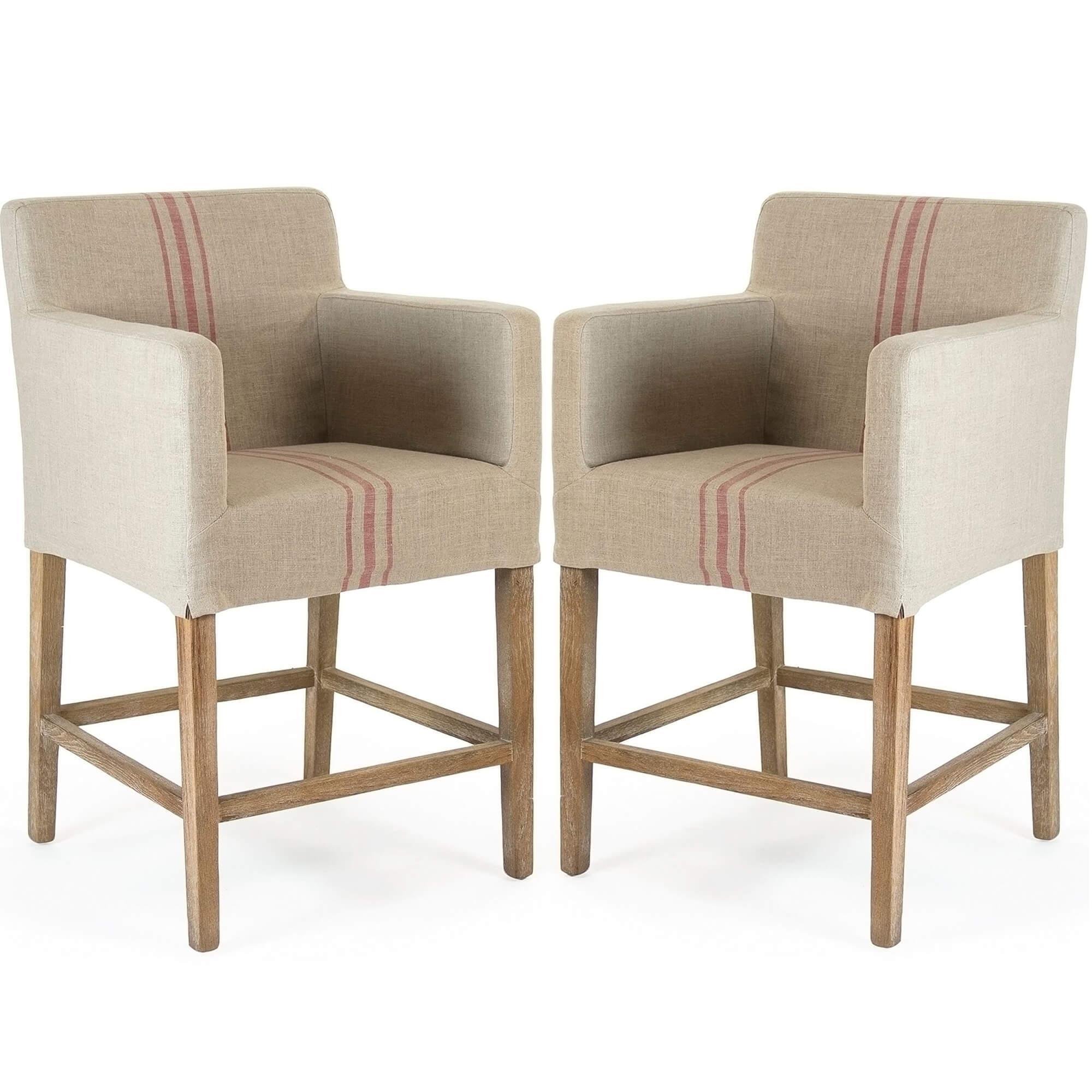 Red Striped Avignon Counter Stools - Belle Escape