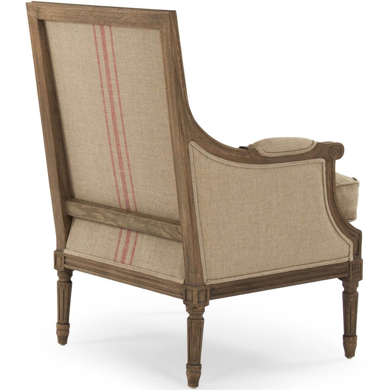 Red Striped French Louis Arm Chair - Belle Escape