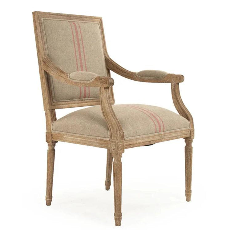 French Louis Red Striped Dining Chair