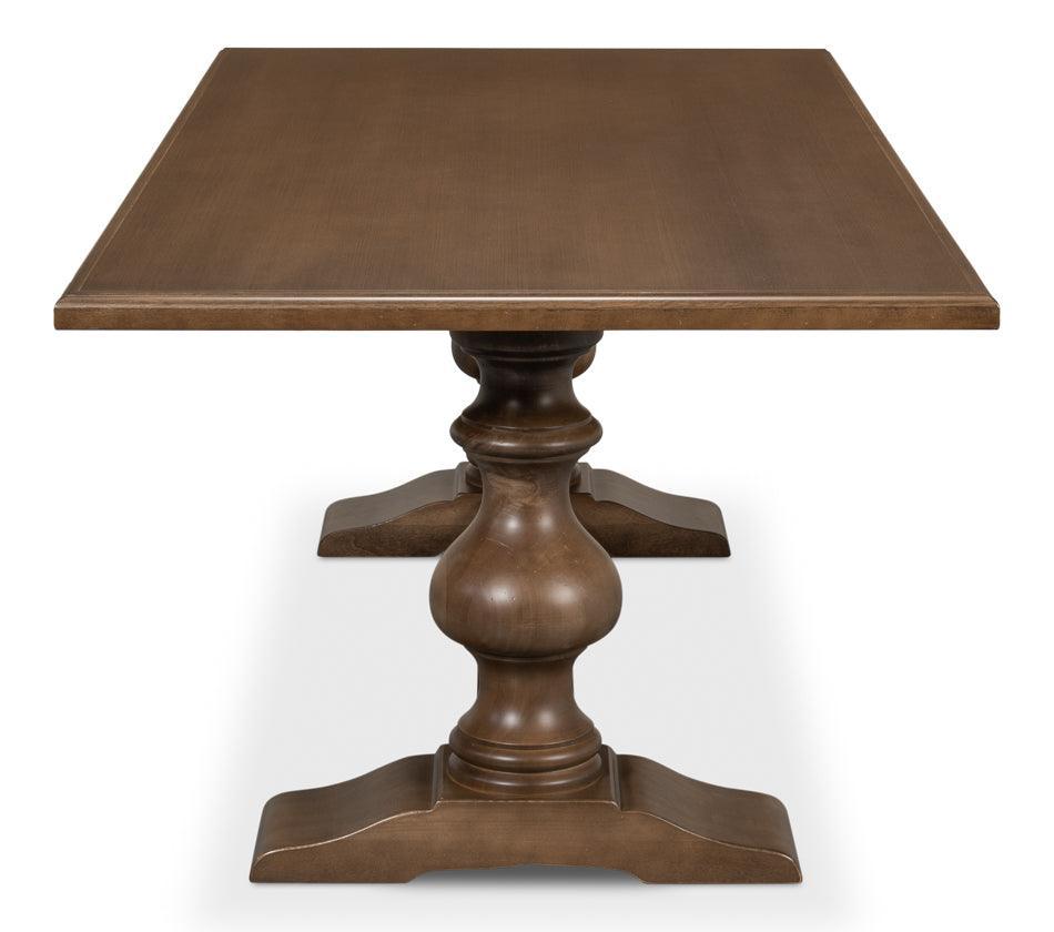 Richly Stained French Country Pedestal Table - Belle Escape