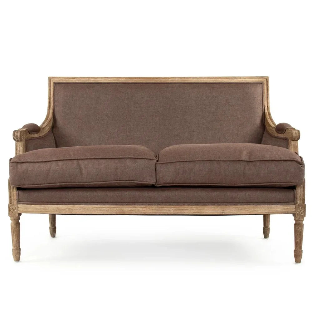 Brown Aubergine French Louis Settee