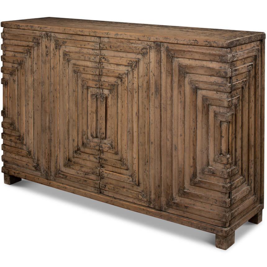Rustic Geometric Wood Sideboard - Belle Escape