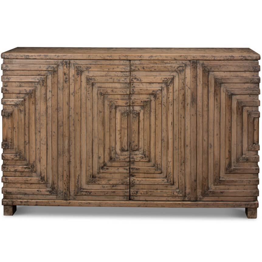 Rustic Geometric Wood Sideboard - Belle Escape