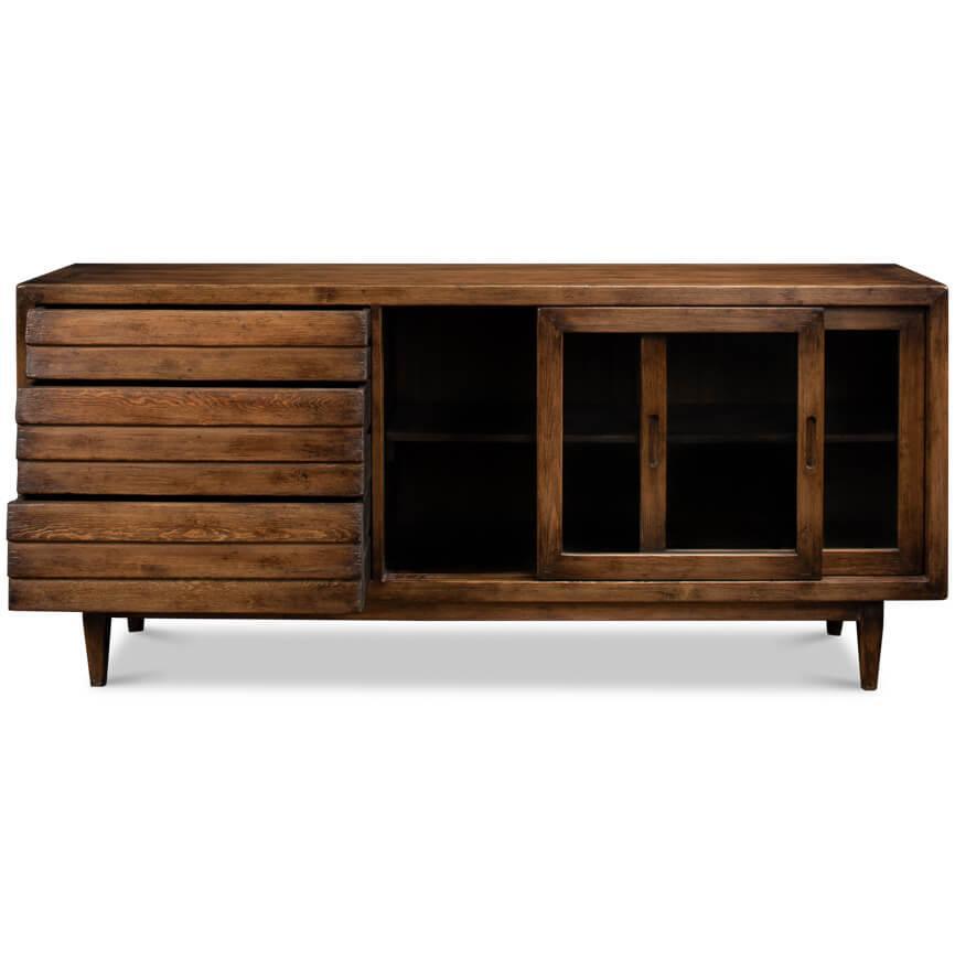 Rustic Sliding Glass Door Sideboard - Belle Escape