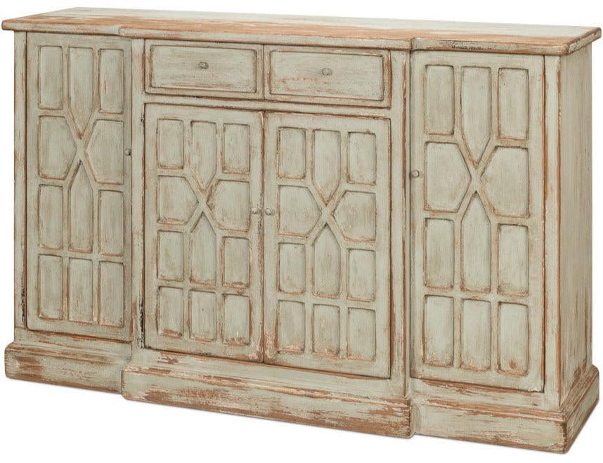 Sage Geometric Carved Farmhouse Sideboard - Belle Escape