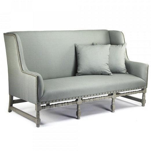 Sage Gray Nail Studded Settee - Belle Escape
