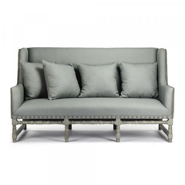 Sage Gray Nail Studded Settee - Belle Escape